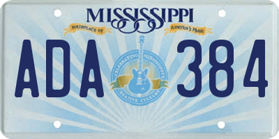 MS license plate ADA384