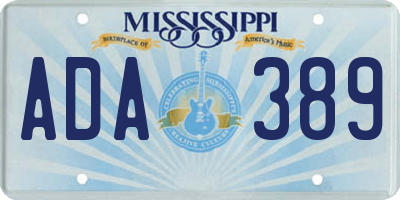 MS license plate ADA389