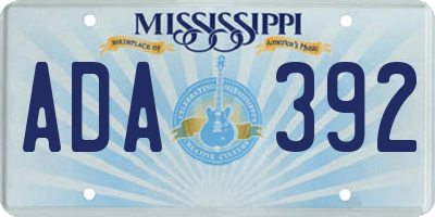 MS license plate ADA392