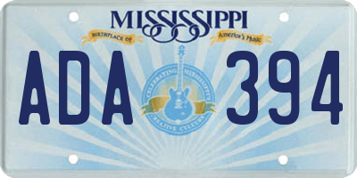MS license plate ADA394