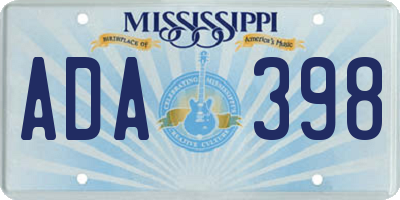 MS license plate ADA398