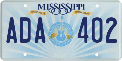 MS license plate ADA402