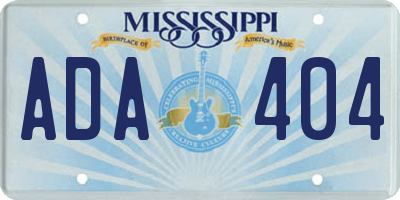 MS license plate ADA404
