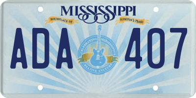 MS license plate ADA407
