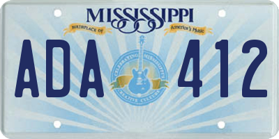 MS license plate ADA412