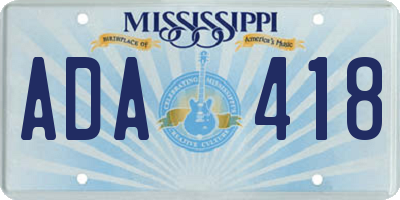 MS license plate ADA418