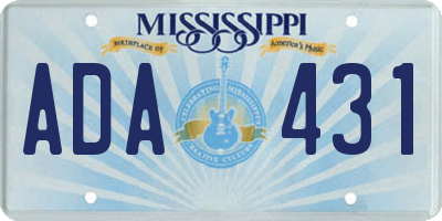 MS license plate ADA431