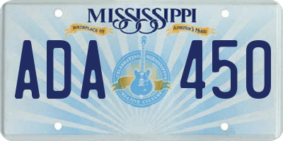 MS license plate ADA450