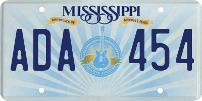 MS license plate ADA454
