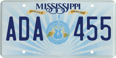 MS license plate ADA455