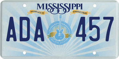 MS license plate ADA457