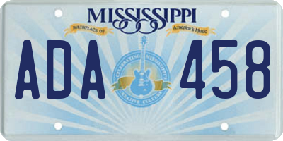MS license plate ADA458