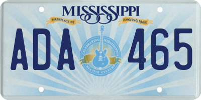 MS license plate ADA465