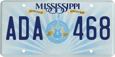 MS license plate ADA468