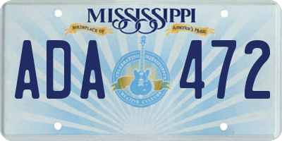 MS license plate ADA472