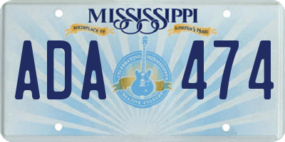 MS license plate ADA474