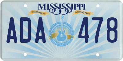 MS license plate ADA478