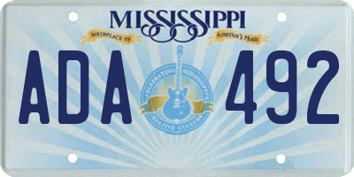 MS license plate ADA492