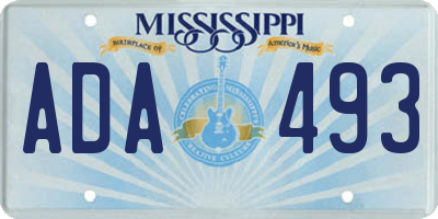 MS license plate ADA493