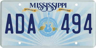 MS license plate ADA494