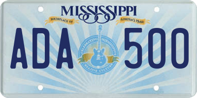 MS license plate ADA500