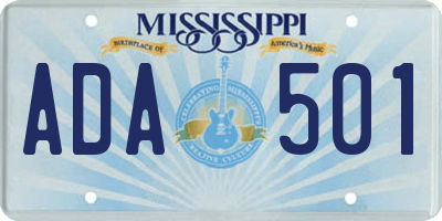 MS license plate ADA501