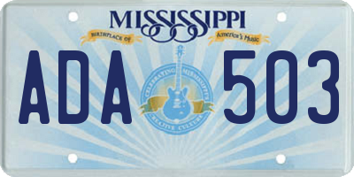 MS license plate ADA503