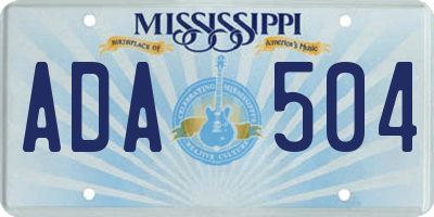 MS license plate ADA504