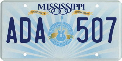 MS license plate ADA507
