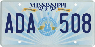 MS license plate ADA508