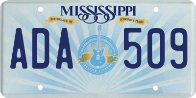 MS license plate ADA509