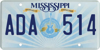 MS license plate ADA514