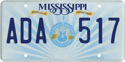MS license plate ADA517