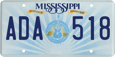 MS license plate ADA518