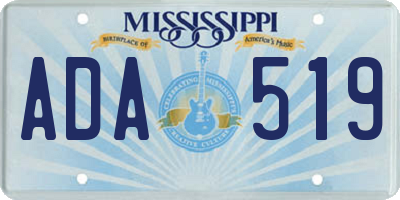 MS license plate ADA519