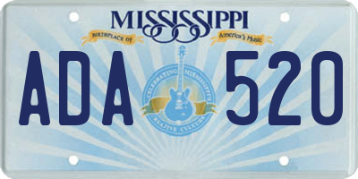 MS license plate ADA520