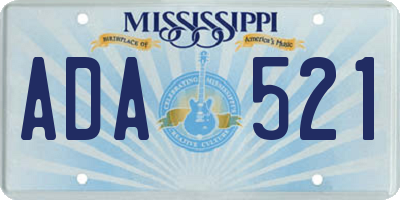 MS license plate ADA521