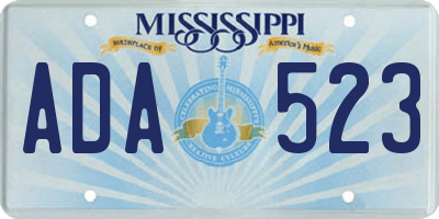 MS license plate ADA523