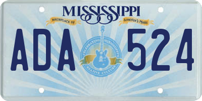 MS license plate ADA524