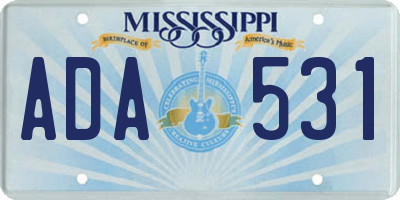 MS license plate ADA531