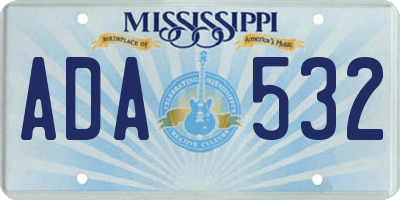 MS license plate ADA532