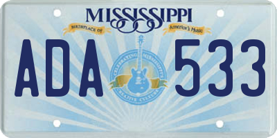 MS license plate ADA533