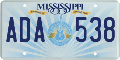 MS license plate ADA538