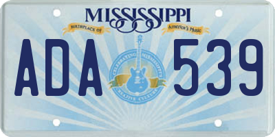MS license plate ADA539