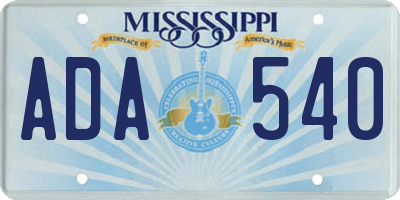 MS license plate ADA540