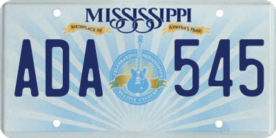 MS license plate ADA545