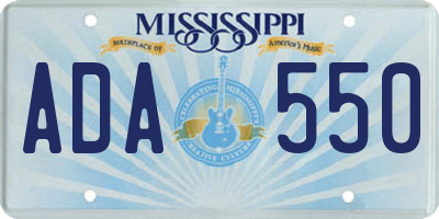 MS license plate ADA550