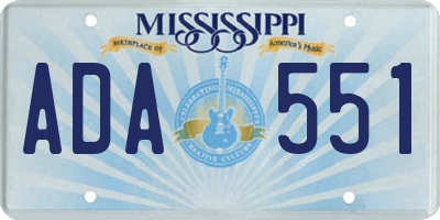 MS license plate ADA551