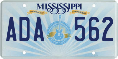 MS license plate ADA562