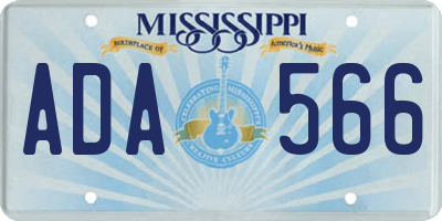 MS license plate ADA566